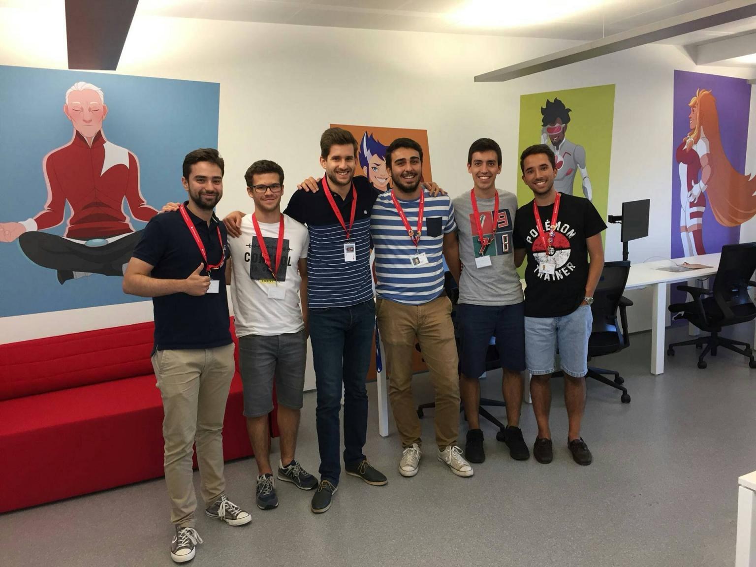 Critical Software internship team in the office common area